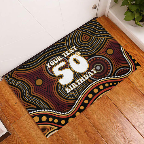 Personalised Aboriginal 50th Birthday Rubber Doormat Indigenous Dot Painting Native Australian Celebration