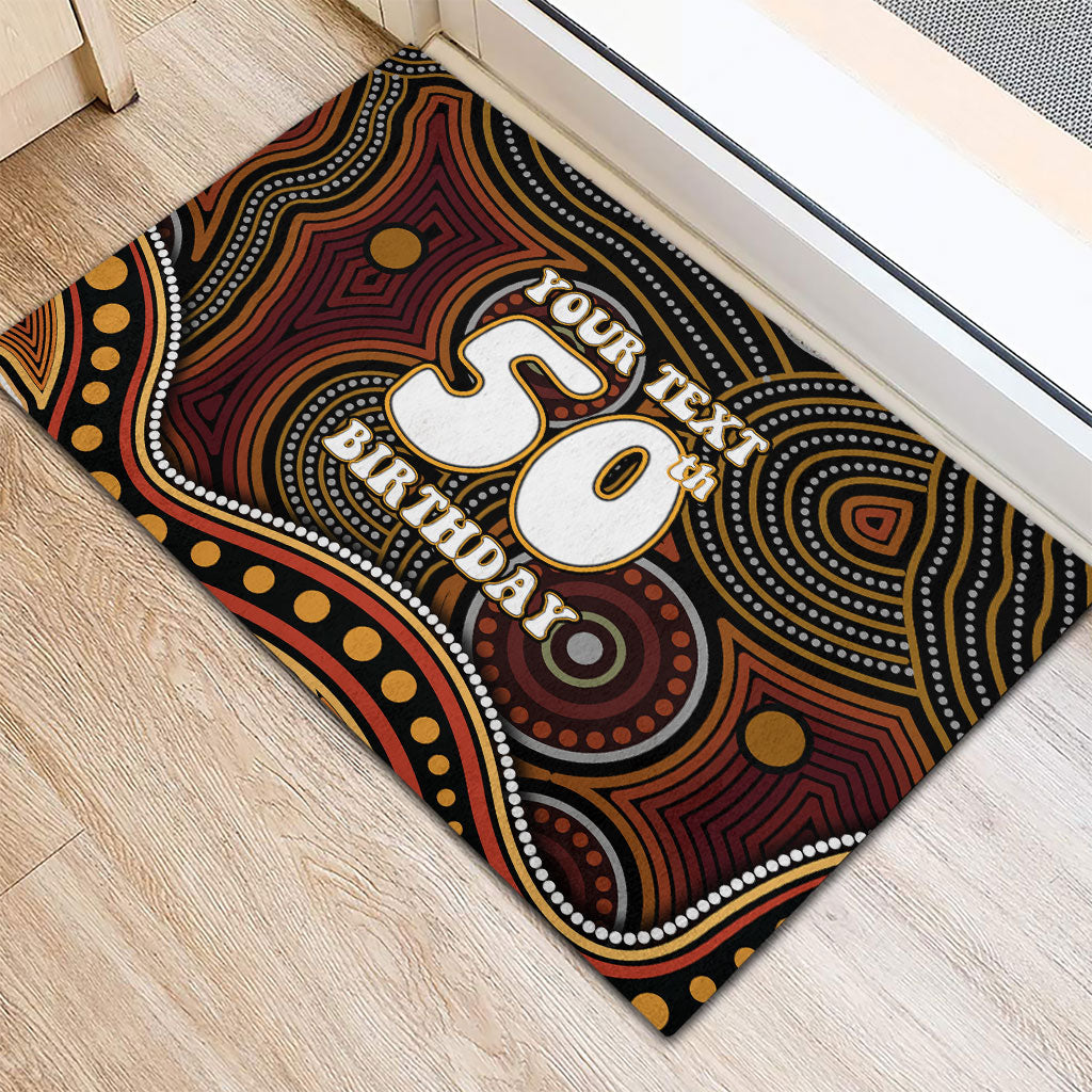 Personalised Aboriginal 50th Birthday Rubber Doormat Indigenous Dot Painting Native Australian Celebration