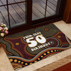 Personalised Aboriginal 50th Birthday Rubber Doormat Indigenous Dot Painting Native Australian Celebration