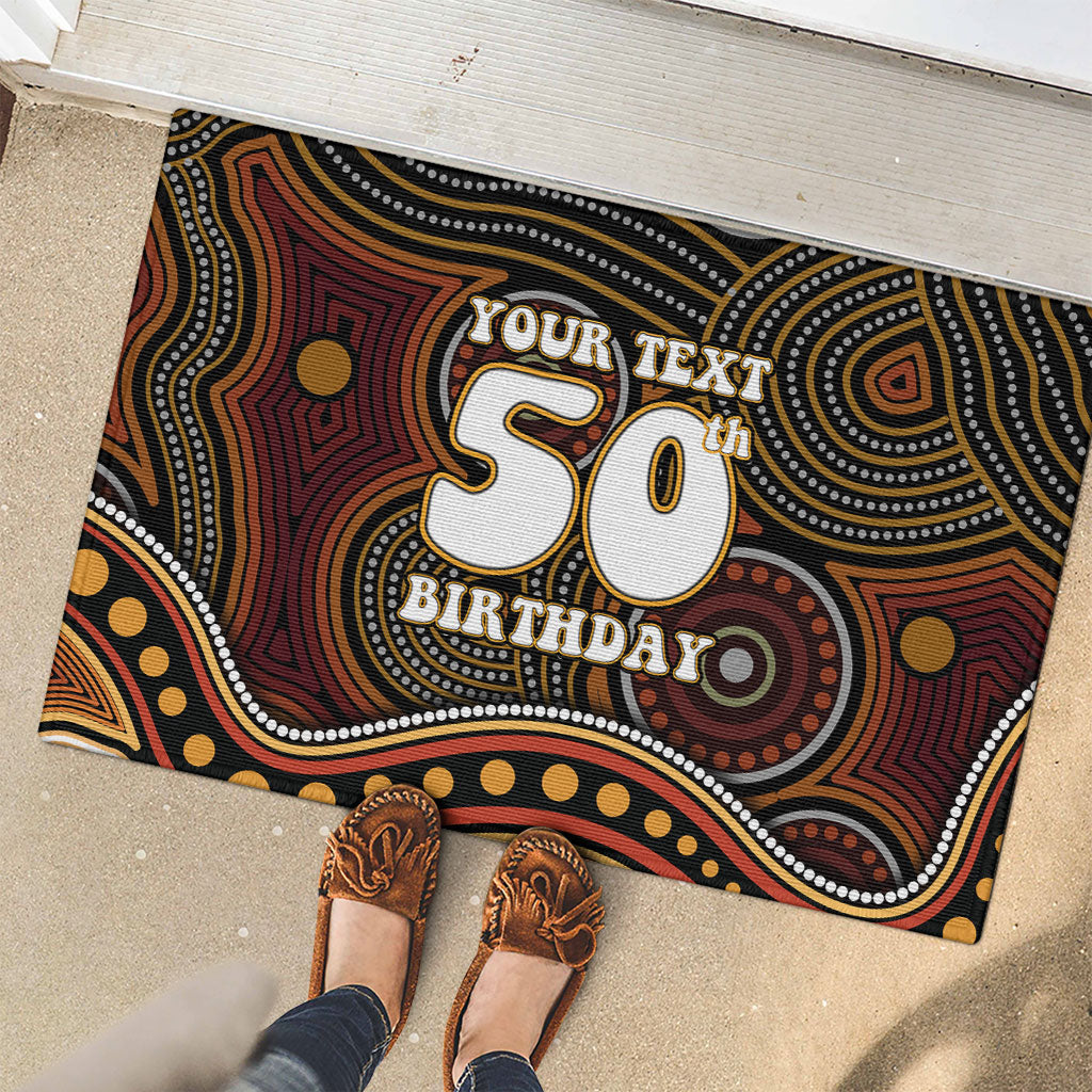 Personalised Aboriginal 50th Birthday Rubber Doormat Indigenous Dot Painting Native Australian Celebration