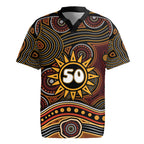 Personalised Aboriginal 50th Birthday Rugby Jersey Indigenous Dot Painting Native Australian Celebration