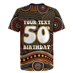 Personalised Aboriginal 50th Birthday Rugby Jersey Indigenous Dot Painting Native Australian Celebration
