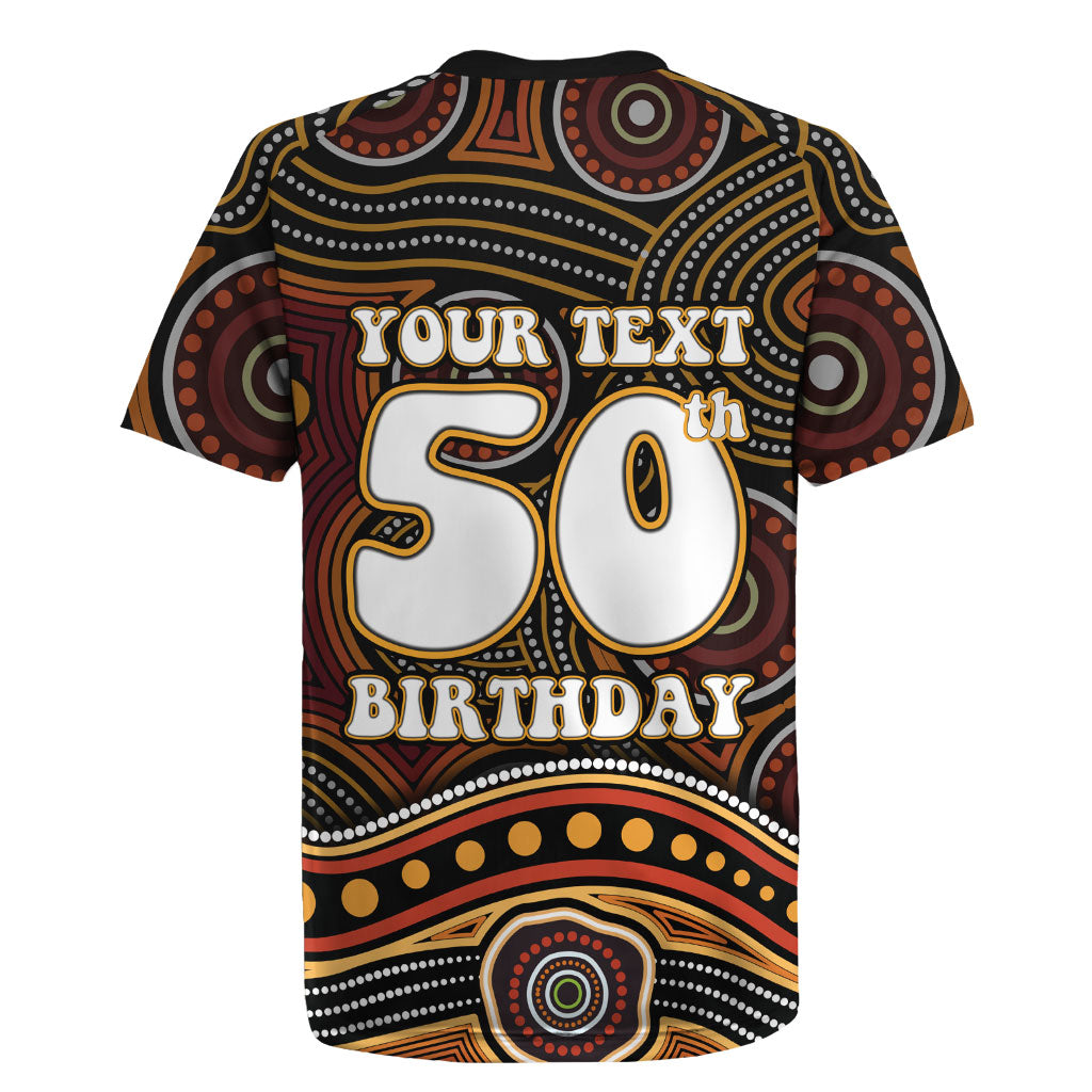 Personalised Aboriginal 50th Birthday Rugby Jersey Indigenous Dot Painting Native Australian Celebration