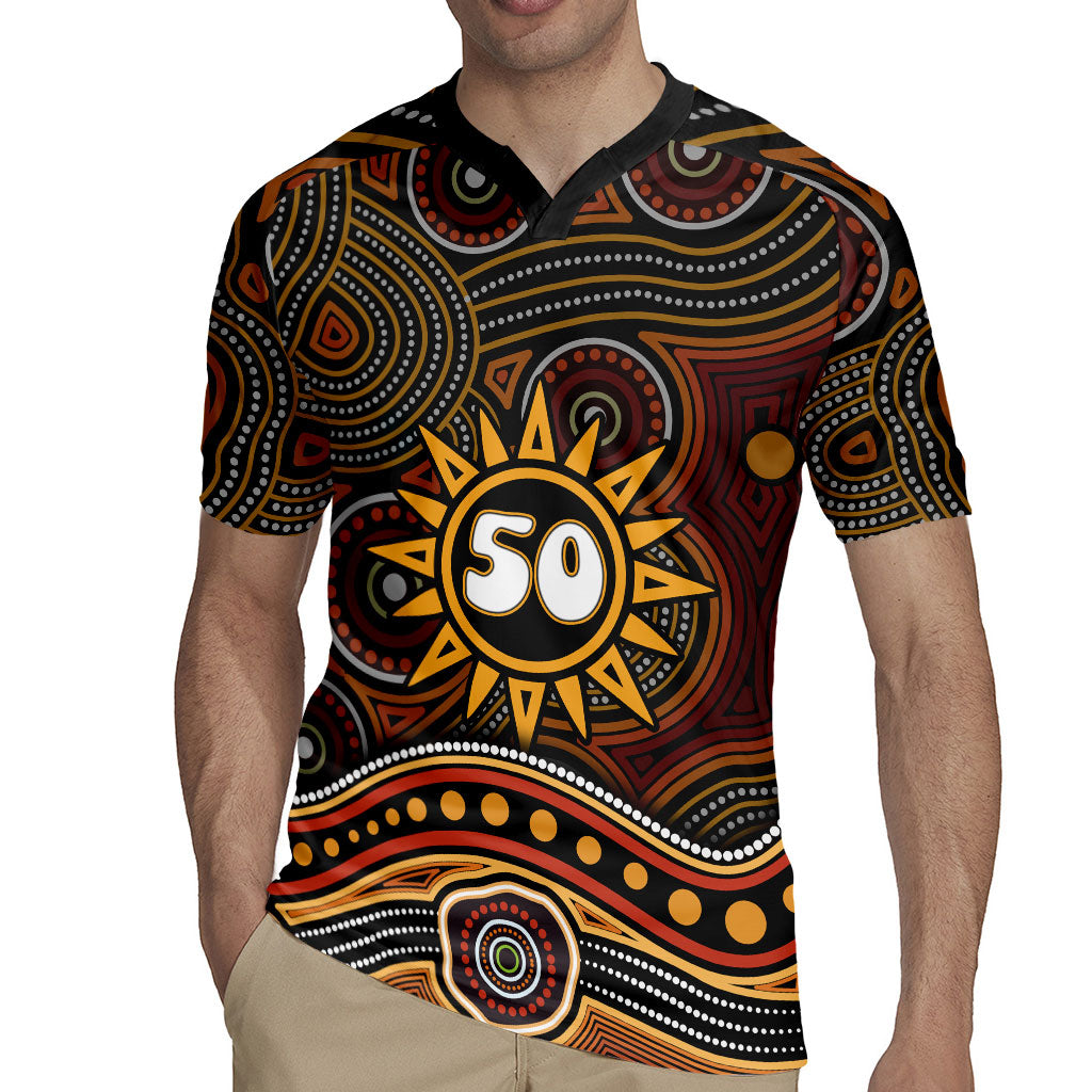 Personalised Aboriginal 50th Birthday Rugby Jersey Indigenous Dot Painting Native Australian Celebration