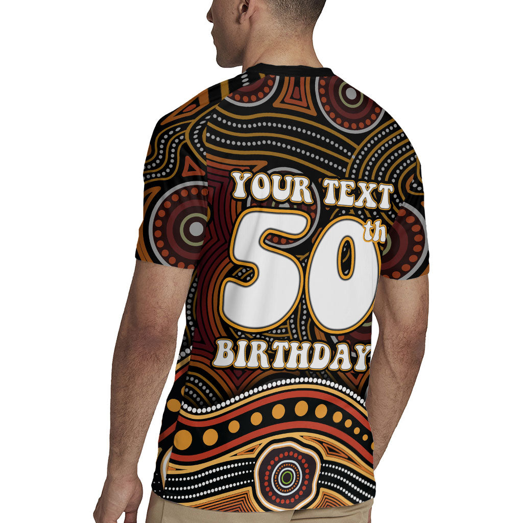 Personalised Aboriginal 50th Birthday Rugby Jersey Indigenous Dot Painting Native Australian Celebration