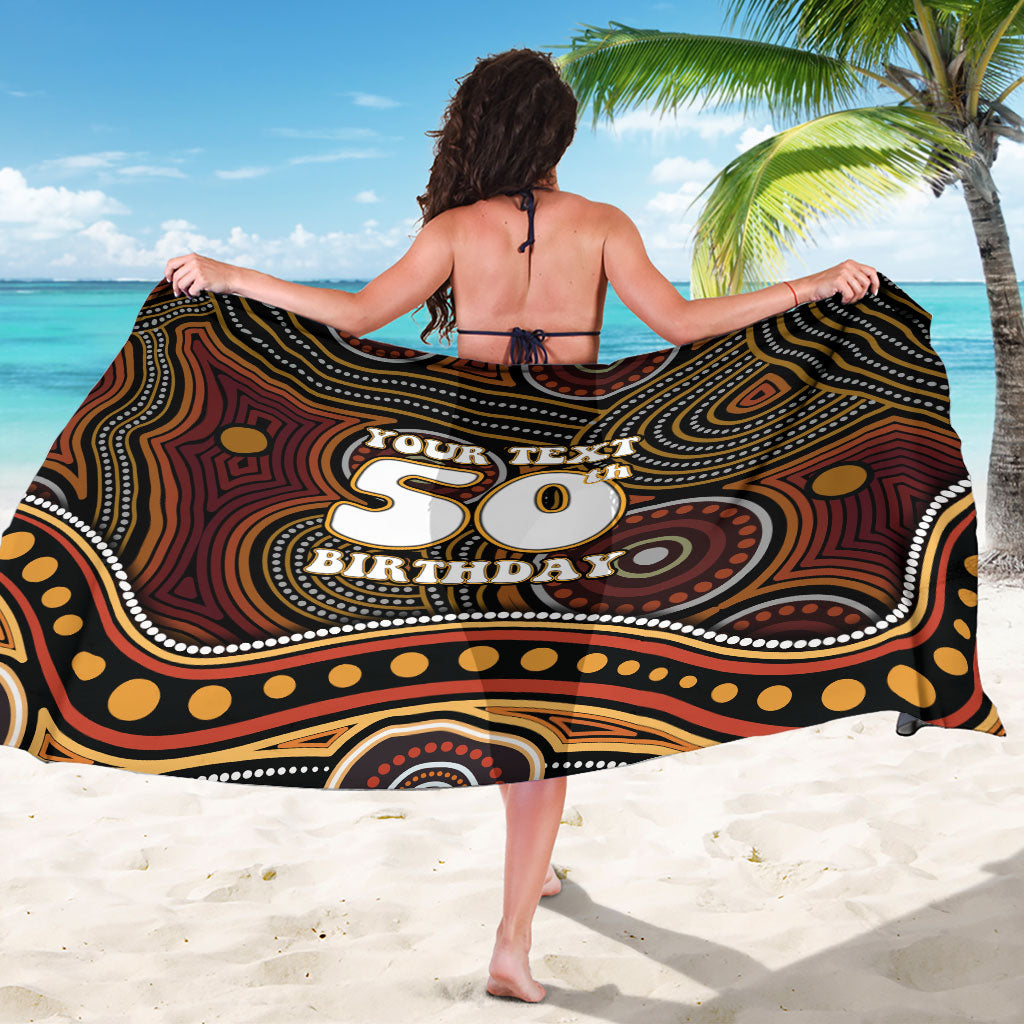 Personalised Aboriginal 50th Birthday Sarong Indigenous Dot Painting Native Australian Celebration