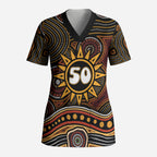 Personalised Aboriginal 50th Birthday Scrub Top Indigenous Dot Painting Native Australian Celebration