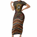Personalised Aboriginal 50th Birthday Short Sleeve Bodycon Dress Indigenous Dot Painting Native Australian Celebration