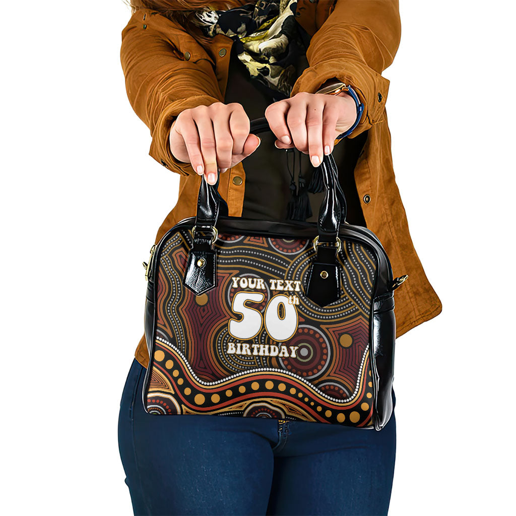 Personalised Aboriginal 50th Birthday Shoulder Handbag Indigenous Dot Painting Native Australian Celebration