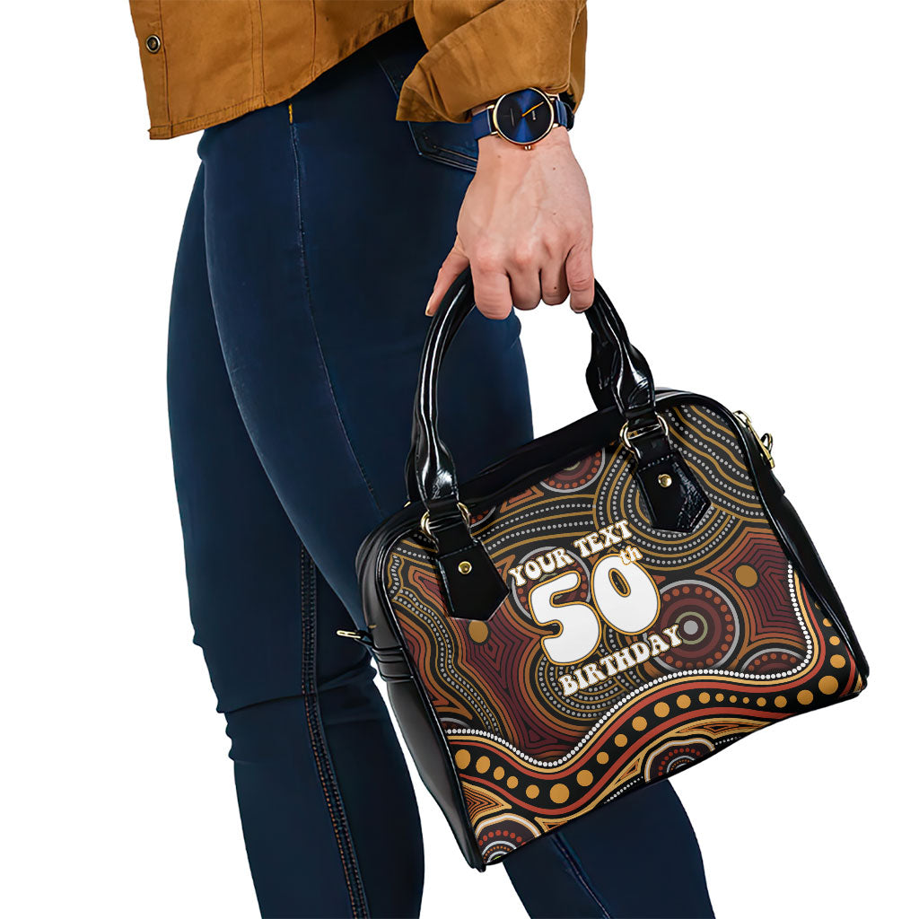 Personalised Aboriginal 50th Birthday Shoulder Handbag Indigenous Dot Painting Native Australian Celebration