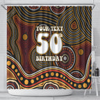 Personalised Aboriginal 50th Birthday Shower Curtain Indigenous Dot Painting Native Australian Celebration