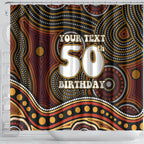 Personalised Aboriginal 50th Birthday Shower Curtain Indigenous Dot Painting Native Australian Celebration