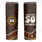 Personalised Aboriginal 50th Birthday Skinny Tumbler Indigenous Dot Painting Native Australian Celebration