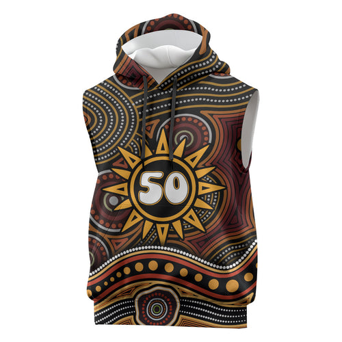 Personalised Aboriginal 50th Birthday Sleeveless Hoodie Indigenous Dot Painting Native Australian Celebration
