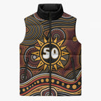 Personalised Aboriginal 50th Birthday Sleeveless Puffer Jacket Indigenous Dot Painting Native Australian Celebration