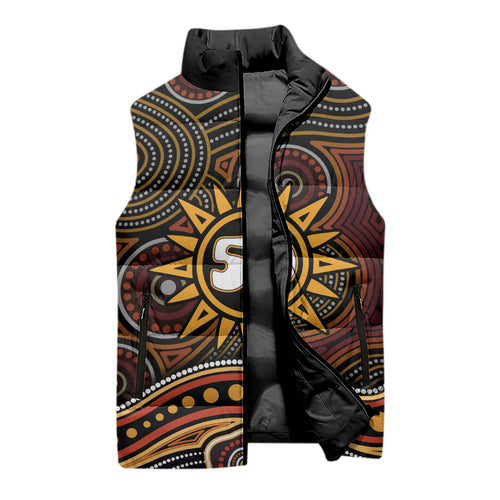 Personalised Aboriginal 50th Birthday Sleeveless Puffer Jacket Indigenous Dot Painting Native Australian Celebration