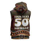 Personalised Aboriginal 50th Birthday Sleeveless Zip Hoodie Indigenous Dot Painting Native Australian Celebration