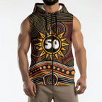 Personalised Aboriginal 50th Birthday Sleeveless Zip Hoodie Indigenous Dot Painting Native Australian Celebration