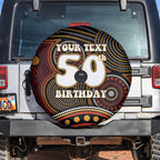 Personalised Aboriginal 50th Birthday Spare Tire Cover Indigenous Dot Painting Native Australian Celebration