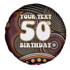 Personalised Aboriginal 50th Birthday Spare Tire Cover Indigenous Dot Painting Native Australian Celebration