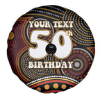 Personalised Aboriginal 50th Birthday Spare Tire Cover Indigenous Dot Painting Native Australian Celebration