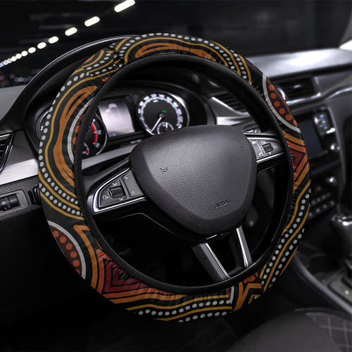 Aboriginal 50th Birthday Steering Wheel Cover Indigenous Dot Painting Native Australian Celebration