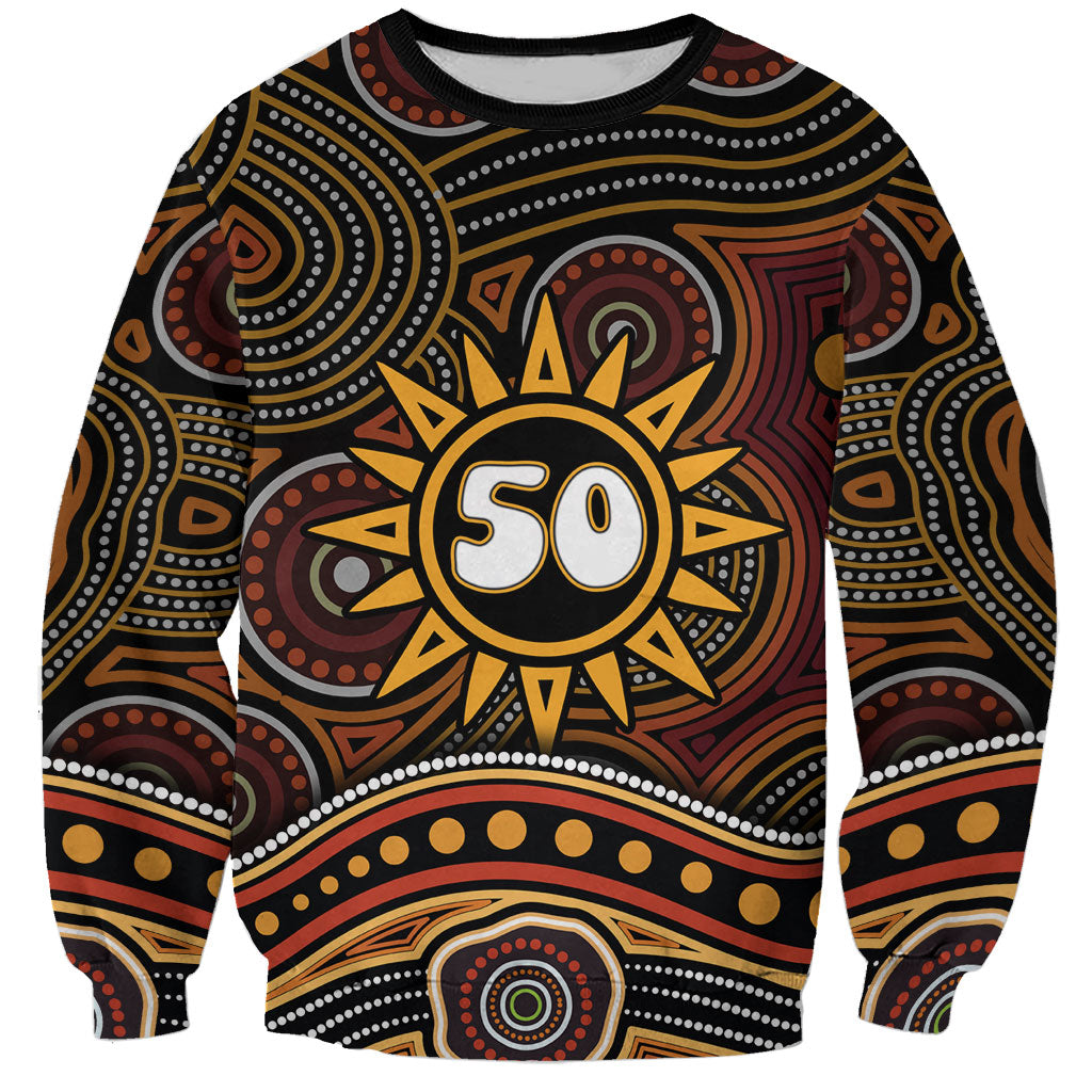 Personalised Aboriginal 50th Birthday Sweatshirt Indigenous Dot Painting Native Australian Celebration