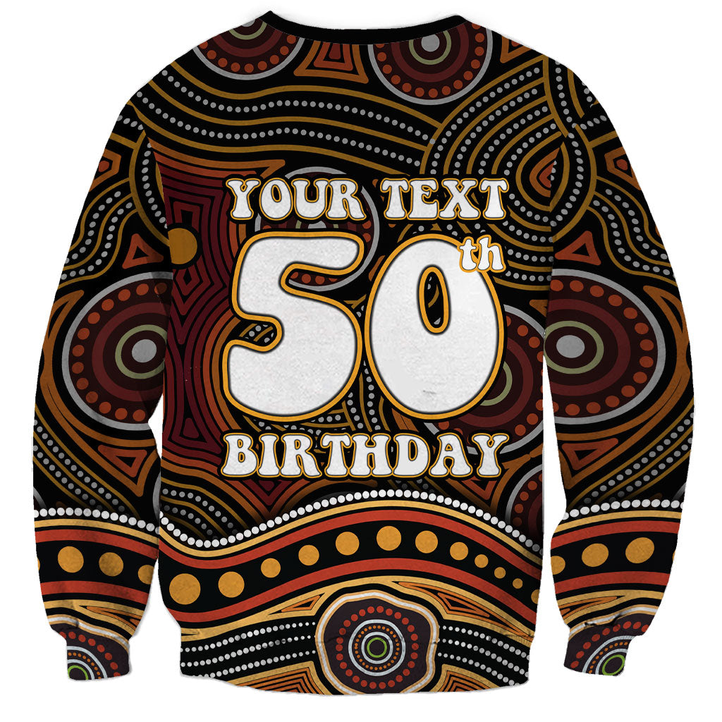 Personalised Aboriginal 50th Birthday Sweatshirt Indigenous Dot Painting Native Australian Celebration