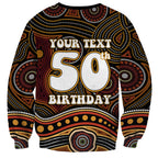 Personalised Aboriginal 50th Birthday Sweatshirt Indigenous Dot Painting Native Australian Celebration