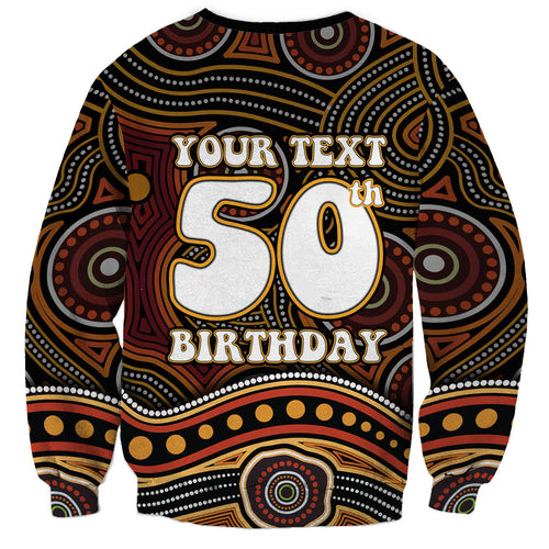 Personalised Aboriginal 50th Birthday Sweatshirt Indigenous Dot Painting Native Australian Celebration