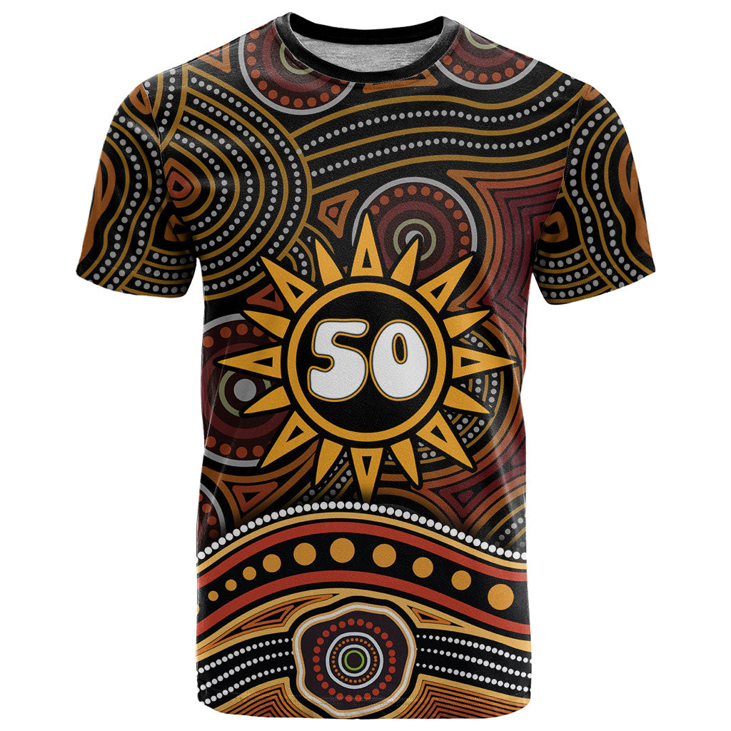Personalised Aboriginal 50th Birthday T Shirt Indigenous Dot Painting Native Australian Celebration