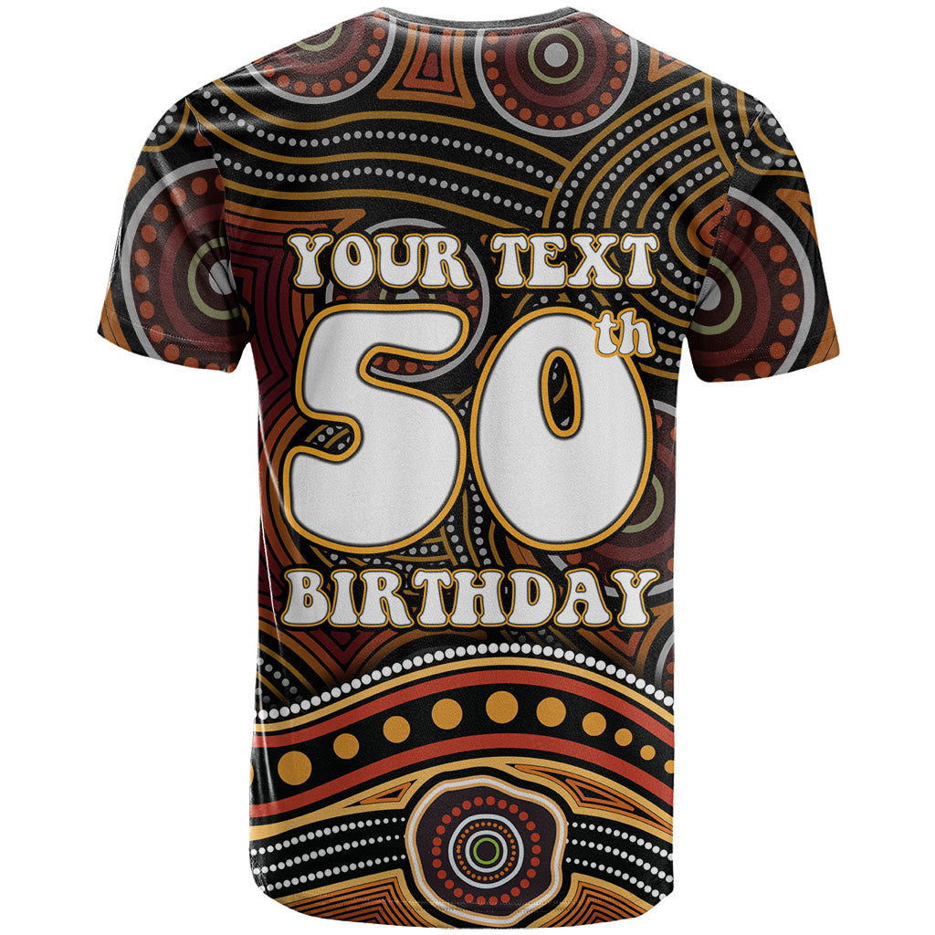 Personalised Aboriginal 50th Birthday T Shirt Indigenous Dot Painting Native Australian Celebration