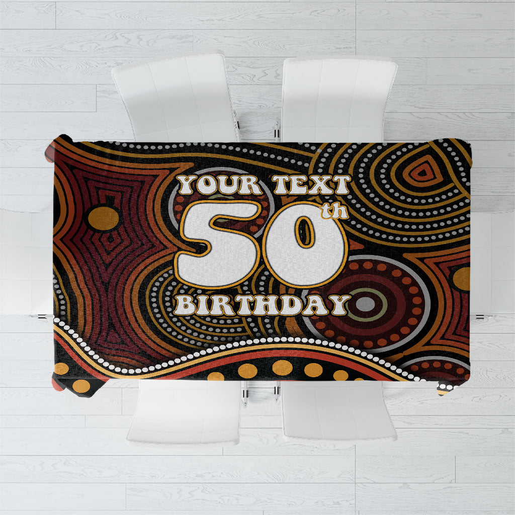 Personalised Aboriginal 50th Birthday Tablecloth Indigenous Dot Painting Native Australian Celebration