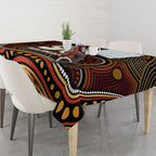 Personalised Aboriginal 50th Birthday Tablecloth Indigenous Dot Painting Native Australian Celebration