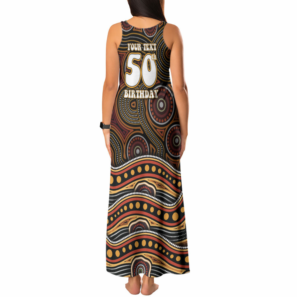Personalised Aboriginal 50th Birthday Tank Maxi Dress Indigenous Dot Painting Native Australian Celebration