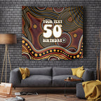 Personalised Aboriginal 50th Birthday Tapestry Indigenous Dot Painting Native Australian Celebration