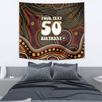 Personalised Aboriginal 50th Birthday Tapestry Indigenous Dot Painting Native Australian Celebration