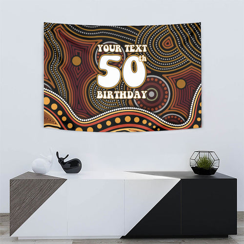 Personalised Aboriginal 50th Birthday Tapestry Indigenous Dot Painting Native Australian Celebration