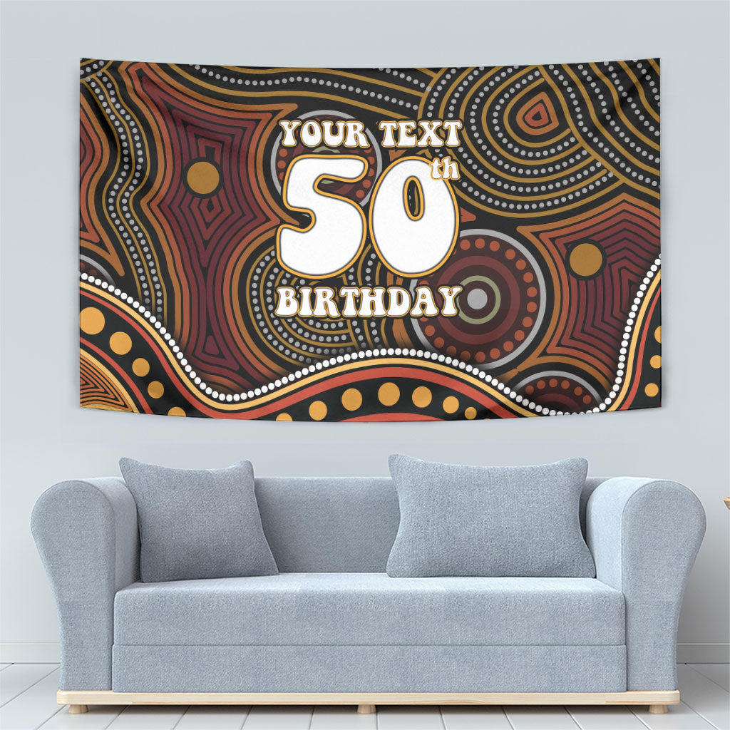 Personalised Aboriginal 50th Birthday Tapestry Indigenous Dot Painting Native Australian Celebration