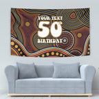 Personalised Aboriginal 50th Birthday Tapestry Indigenous Dot Painting Native Australian Celebration