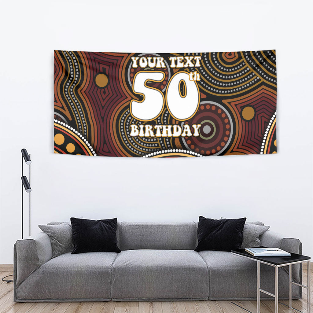 Personalised Aboriginal 50th Birthday Tapestry Indigenous Dot Painting Native Australian Celebration