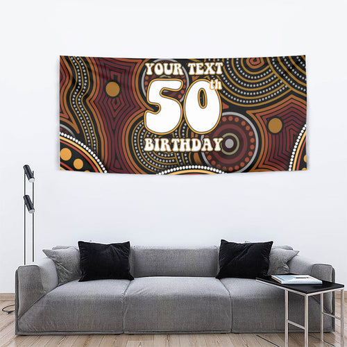 Personalised Aboriginal 50th Birthday Tapestry Indigenous Dot Painting Native Australian Celebration