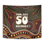 Personalised Aboriginal 50th Birthday Tapestry Indigenous Dot Painting Native Australian Celebration