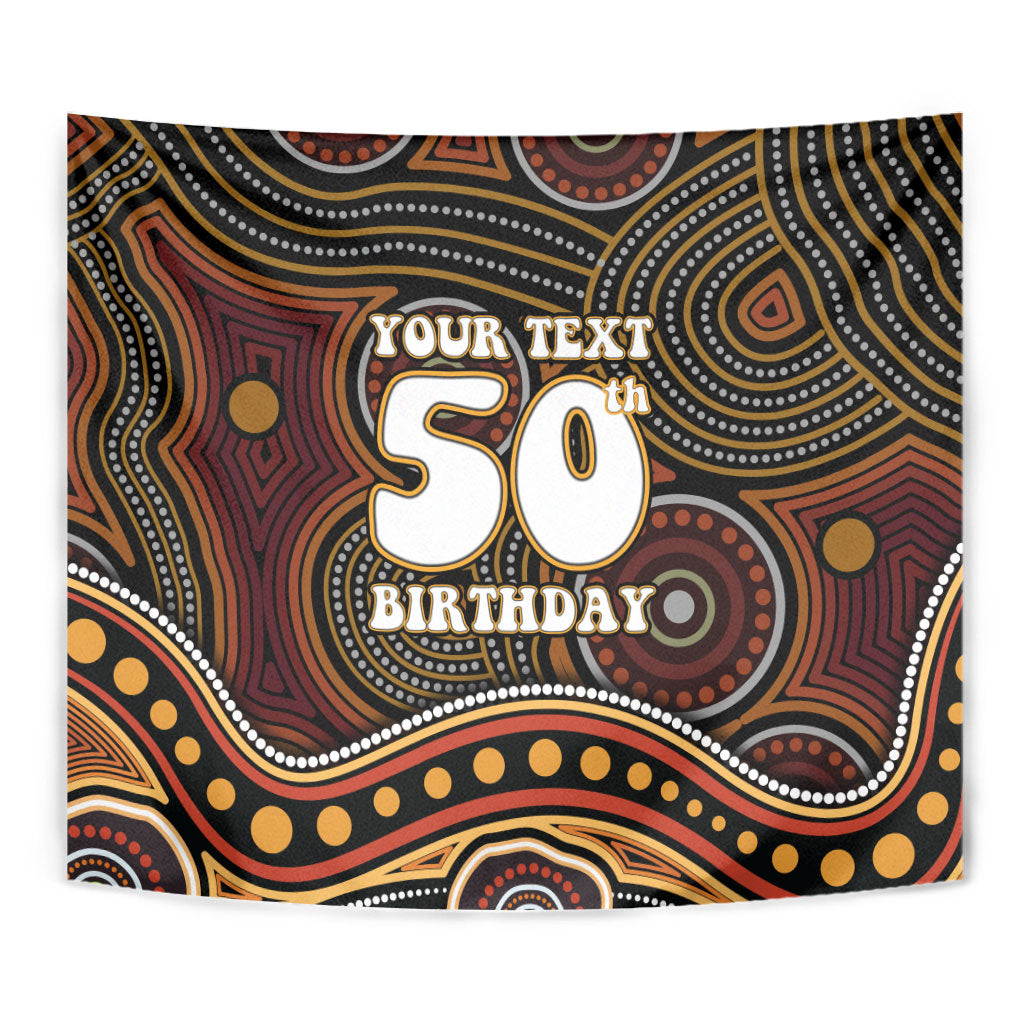 Personalised Aboriginal 50th Birthday Tapestry Indigenous Dot Painting Native Australian Celebration