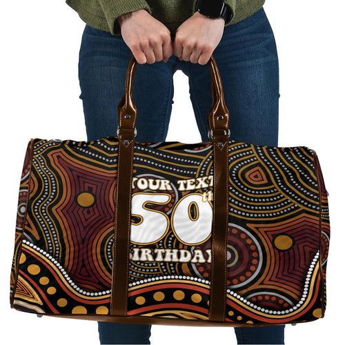 Personalised Aboriginal 50th Birthday Travel Bag Indigenous Dot Painting Native Australian Celebration