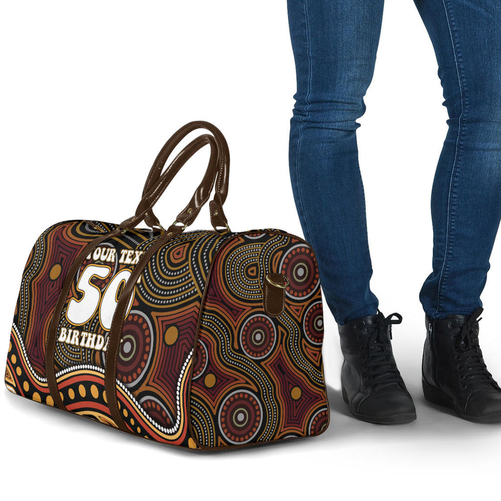 Personalised Aboriginal 50th Birthday Travel Bag Indigenous Dot Painting Native Australian Celebration
