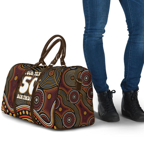 Personalised Aboriginal 50th Birthday Travel Bag Indigenous Dot Painting Native Australian Celebration