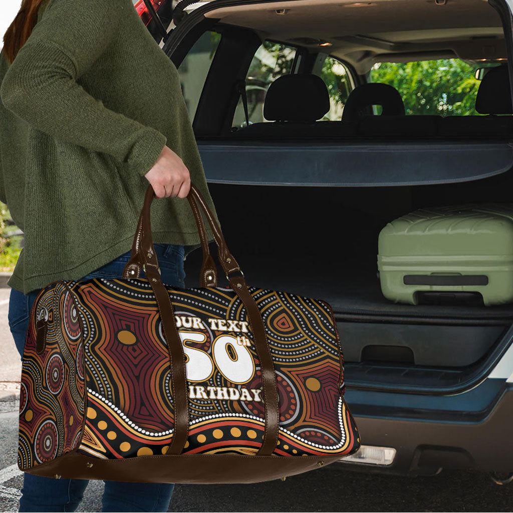 Personalised Aboriginal 50th Birthday Travel Bag Indigenous Dot Painting Native Australian Celebration