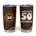 Personalised Aboriginal 50th Birthday Tumbler Cup Indigenous Dot Painting Native Australian Celebration