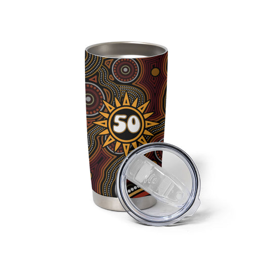 Personalised Aboriginal 50th Birthday Tumbler Cup Indigenous Dot Painting Native Australian Celebration